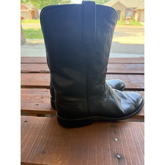 Vintage Lucchese Classics L6746 Black Leather Roper Boots USA Men 8.5D BEAUTIFUL main image 5